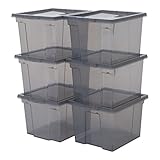 Iris Ohyama, 6er-Set, Aufbewahrungsboxen, 10L, mit Deckel, stapelbar, Garage, Schlafzimmer, Wohnzimmer - Useful Storage Box USB-SP - G