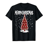 Merry Christmas Tree Weihnachts-Pyjama, rotes Büffelmuster T-S