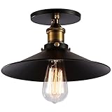 TOHMLAPE Vintage Industrie Stil Hängend Deckenleuchte Retro Deckenlampe Cafe Bar DIY Balkon Veranda Esszimmer Küche Lampe leuchte 26cm,Schw