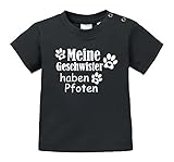 Meine Geschwister haben Pfoten - Niedliche Pfotenabdrücke mit Herz - Bio Baby T-S