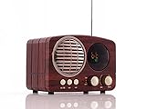 DREI Band Retro Radio AUX-IN Bluetooth USB/SD/TF MP3 mit Akku Holz G