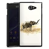 DeinDesign Silikon Hülle kompatibel mit Sony Xperia M2 Case schwarz Handyhülle Malerei Elefant Dschung