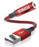 USB A auf 3.5mm Klinke Aux Adapter(18cm), AkoaDa USB Externe Soundkarte USB auf 3.5 Klinke Adapter für Laptop, PC,Linux, Desktops, PS4 und mehr Gerät (Rot)