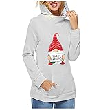 Cyuchey Übergroße Pullover für Frauen, Hoodies für Frauen und Mädchen, Sweatshirts Mode lässig locker Weihnachtsdruck Knopfnähte langärmeliger Kängurutaschen-Kapuzenp