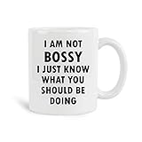 WTOMUG I Am Not Bossy, I Just Know What You Should Be Doing Mug, 11 oz Ceramic White Coffee Mugs, Best Novelty Gifts Wing Inspirational Quotes, New Year Gifts, Drinkware For B