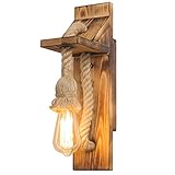 E27 Industrielle Wandleuchte Dekorative Holz Hanf Seil Wandleuchten für Coffee Shop Hotel Restaurant Leuchte E27 Basis Edison Glühbirne Korridor Treppen Schlafzimmer Gang Esszimmer Küche Wand Lamp