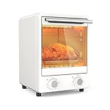 ZilloRiver 12L Kompakte Konvektionsfritteuse zum Grillen, Backen, Toasten, Dörren, Warmhalten, Umluft-Toasterofen mit Backplatte, Timer, 900W, Weiß KR-101