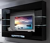 FURNITECH Future C62 Wohnzimmer Wandschrank Möbel Schrankwand Hochglanz Wohnwand Mediawand mit LED Beleuchtung (Möbel ohne LED, 62/HG/B/1 1A)