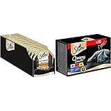 Sheba Sauce Spéciale – Edles Nassfutter Frikassee mit Pute und Gemüse für ausgewachsene Katzen – 22 x 85g & Creamy Snacks - Cremiges Katzen-Leckerli mit je 6X Huhn, Lachs, 1er Pack (1 x 216 g)