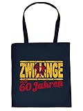 Stofftasche - Zwillinge - Seit 60 Jahren - lustig Bedruckte Umhängetasche als Geschenk zum 60. Geburtstag - Baumwolltasche Tragetasche mit witzigem Sp