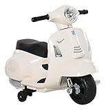 HOMCOM Vespa Elektromotorrad Kindermotorrad Elektrofahrzeug 18-36 Monate 3 km/h LED-Licht Sound PP-Kunststoff Metall Weiß 66,5 x 38 x 52