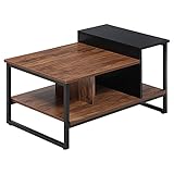 HOMOOI Couchtisch Wohnzimmertisch mit Metallrahmen und Ablagefach, Kaffeetisch Beistelltisch für Wohnzimmer Schlafzimmer Büro und Arbeitszimmer Braun H12E3085Q