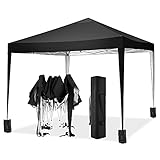 TOOLUCK 3x3 Pavillon Faltpavillon Wasserdicht Popup Pavillon UV-Schutz Gartenpavillon Bierzelt mit 4 Sandsack, Schw