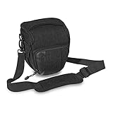 Pedea Kameratasche Fashion Schwarz 17 x 20 x 13cm (BxHxT) - Fototasche für Spiegelreflexkameras – Kameratasche klein - Kamera Umhängetasche - Camera Bag für Systemk