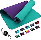 TPE REFIT Yogamatte Trainingsmatte 183 x 61 x 0,6 cm - Türkis Lila rutschfeste Matte Home Workout Outdoor Training Gymnastikmatte Turnmatte Sportmatte Fitnessmatte Sport & Yoga Mat Turquoise V