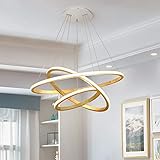 Esszimmer Hängelampe Runde Ring Pendelleuchte Led Pendelleuchte Holzlampe Dimmbar mit Fernbedienung Höhenverstellbare Hängeleuchte für Schlafzimmer Wohnzimmer Esstisch Kü