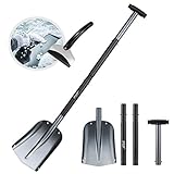 IPSXP Schneeschaufel, Aluminiumlegierung Leichte Schneeschaufel für Auto, Camping und andere Outdoor-Notfälle Abnehmbare vierteilige Struktur (Schwarz)