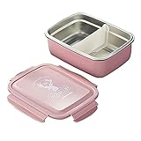 Brotdose Kinder, Lunchbox Erwachsene,Auslaufsichere Bento Box, brotdose kinder mit fächern und mit Besteck,Hochwertiger Edelstahl-Liner BPA-frei. (Rosa 350ml)