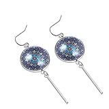 Blaues Mandala-Vektor-Ornament Baumeln Sie Ohrringe für Frauen Mädchen Geburtstag Weihnachten Freunde Geschenk