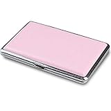 Zigarettenetui Damenetui Rosa 14 Zigaretten Modernes Elegantes und Slim Zigarettenetui aus Leder und Metall, 10,9 cm * 7,3 cm * 1,6