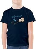 Geschwister Bruder und Schwester - Großer Bruder süße Eulen - 128 (7/8 Jahre) - Dunkelblau - Geschwisterliebe Kinder grosser Bruder Eule - F130K - Kinder Tshirts und T-Shirt für Jung