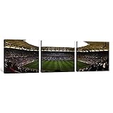 iCanvasART Panorama-Bilder, 3-teiliges Leinwandbild, Motiv: Menschenmasse in einem Stadion, um EIN Fußballspiel, Hamburg, Deutschland, 91,4 x 30,5 cm tief, 3,8