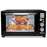 TurboTronic/digitaler Minibackofen / 45l / schwarz / 2000W, Drehspieß, Timer, Mini Backofen, Pizzaofen, 2 Backb