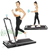 2-in-1 Laufband für zuhause 550W elektrisches Laufband klappbar mit Fernbedienung bis 110kg belastbar, 2,0 PS Leistung, 1-12km/h, Bluetooth-Lautsprecher, LED Display für Training, Kardio, I