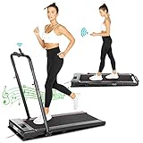 2-in-1 Laufband für zuhause 550W elektrisches Laufband klappbar mit Fernbedienung bis 110kg belastbar, 2,0 PS Leistung, 1-12km/h, Bluetooth-Lautsprecher, LED Display für Training, Kardio, I