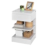 SoBuy FBT49-W Beistelltisch Nachttisch Nachtschrank Kommode mit 1 Schublade und 3 Ablagen weiß BHT ca: 39x65x39