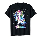 CHANEL Name Personalized Custom Rainbow Unicorn Dabbing T-S