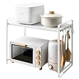 W-SHTAO L-WSWS-Speicherregal Regal Teleskop Küche Rack Mikrowelle Regal Reiskocher Ofen Storage Rack Startseite Doppelboden Storage Rack (Farbe: weiß, Größe: 70 * 34 * 50 cm) Kü