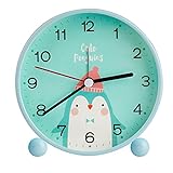 Kinderwecker für Mädchen Jungen,Wecker Analog Geräuschlos Ohne Ticken mit Licht Schön Wecker für Kinder Schlafzimmer Nachttisch Tisch Aufwachenuhr(Blau)