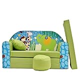 Kinder Sofa Couch Baby Schlafsofa Kinderzimmer Bett gemütlich verschidene Farben und motiven (Z16 grün Afrika)