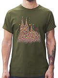 Karneval & Fasching Kostüm Outfit - Kölner Dom Konfetti - S - Army Grün - köln Tshirt - L190 - Tshirt Herren und Männer T-S