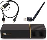 AX Multibox Twin 4K UHD E2 Linux Twin Sat-Receiver mit PVR Aufnahmefunktion, DVB-S2 Tuner, HDTV, 2160p, H.265, HDR [vorprogrammiert für Astra & Hotbird] + HDMI Kabel + USB WiFi Stick