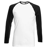 Fruit of the Loom Herren Baseball T-Shirt, Mehrfarbig (White/Black), (Herstellergröße: Medium)