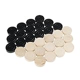 GICO Dame und Mühle Spielsteine 31/8 mm, Holz, 15 Natur, 15 schwarz - 2800