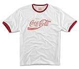 Red Jacket Coca Cola Herren Vintage Fade Ringer Weiß/Rot T-Shirt - Weiß - XX-Larg