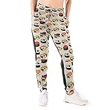 LAOLUCKY Damen Sweatpants Jogger Jersey Pants Mode Casual Sport Hose, Sushi Mops lustig weiß, XXL