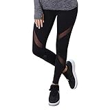 GoVIA Mesh Leggings Damen Sporthose mit Netzeinsätzen Workout High Waist 4107 Schwarz S/M