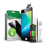 GIGA Fixxoo Display-Set für iPhone 6 | SCHWARZ | vormontiertes Reparatur-Set komplett mit Frontkamera & Werkzeug-Kit, Ersatz Bildschirm | Retina LCD Glas mit T