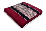 livasia Sitzkissen klein I Bodenkissen Indoor/Outdoor I Meditationskissen Yogakissen I Stuhlauflage Palettenmöbel I Steppkissen Auflage Stuhl Bank handgefertigt 35 x 35 x 6,5 cm (Rot/Schwarz)