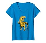 Damen Jurassic World Drawn Orange T-Rex Roar T-Shirt mit V
