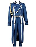 LHHZDH Anime Fullmetal Alchemist Roy Mustang Cosplay Kostüm Alchemie Uniform Großes Kleid Halloween Geburtstagsgeschenk Party Set-Blau_XS