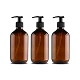 6 Stück 500ml Leeren Bernstein Braun Plastikflaschen Lotionsflaschen Lotionspender mit Pumpe für ätherisches Öl Flüssigseife Shampoo auf der Arbeitsplatte von Bad und Küche Pumpe Drücken F