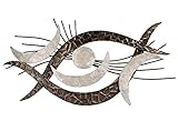 Formano Extravagante Wanddeko aus Metall Auge Industrial Design Bild Silber Weiß Braun Moderne Wanddekoration Wandbild 98x50cm Groß