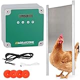 Agrarzone automatische Hühnertür Hühnerklappe mit Schieber 30 x 40 cm | Türöffner Hühnerstall mit Zeitschaltuhr & Lichtsensor | Netzbetrieb oder Batterie | Hühnerstall-Tür für sichere Hühnerhaltung