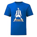 Art T-shirt, T-Shirt Cristiano Ronaldo für Mädchen, c-ronaldo-ts-chda-blu-7-8, Blau, c-ronaldo-ts-chda-blu-7-8 7-8 J