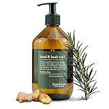 Jean & Len Duschgel & Handseife flüssig | Vegane Flüssigseife ohne Silikone, Parabene & Mikroplastik | Würzig-frischer Duft Rosemary & Ginger | Seife flüssig Made in Germany | 500 ml G